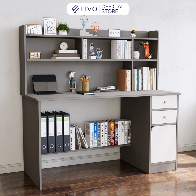 Bộ Bàn Ghế Làm Việc Kết Hợp Kệ Sách FD05 FIVO Cốt Ván 17mm Đầm Chắc, Đa Dạng Màu Sắc