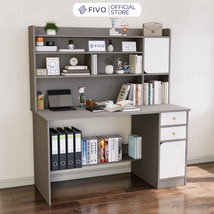 Bộ Bàn Ghế Làm Việc Kết Hợp Kệ Sách FD05 FIVO Cốt Ván 17mm Đầm Chắc, Đa Dạng Màu Sắc