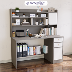 Bộ Bàn Ghế Làm Việc Kết Hợp Kệ Sách FD05 FIVO Cốt Ván 17mm Đầm Chắc, Đa Dạng Màu Sắc