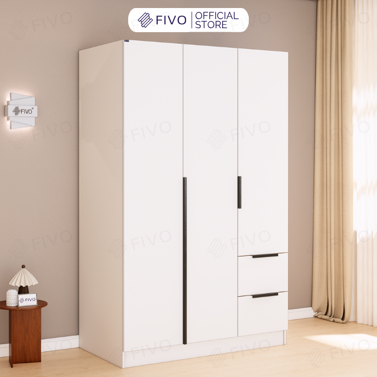 Tủ Đựng Quần Áo Gỗ Cao Cấp FC04 FIVO, Tủ Màu Gỗ Cánh Mở Sâu 60cm Kèm Kệ Trang Trí, Freeship+Free lắp đặt, Trả Góp 0%
