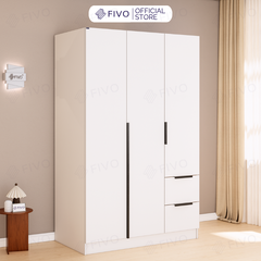 Tủ Đựng Quần Áo Gỗ Cao Cấp FC04 FIVO, Tủ Màu Gỗ Cánh Mở Sâu 60cm Kèm Kệ Trang Trí, Freeship+Free lắp đặt, Trả Góp 0%