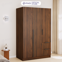Tủ Đựng Quần Áo Gỗ Cao Cấp FC04 FIVO, Tủ Màu Gỗ Cánh Mở Sâu 60cm Kèm Kệ Trang Trí, Freeship+Free lắp đặt, Trả Góp 0%