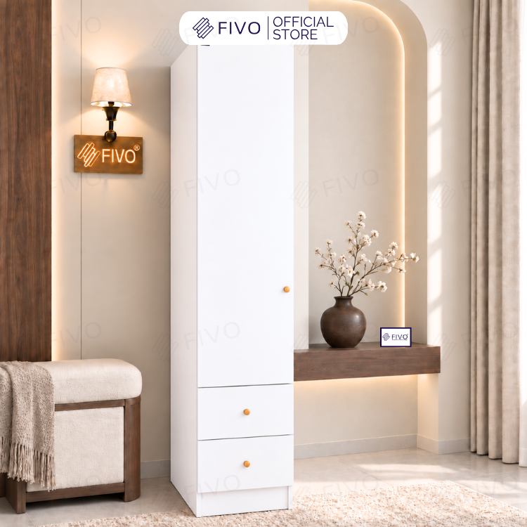 Tủ Đựng Quần Áo Gỗ Cao Cấp FC10 FIVO, Cánh Mở Sâu 60cm Kèm Ngăn Kéo, Freeship + Free Lắp Đặt, Trả Góp 0%