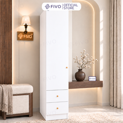 Tủ Đựng Quần Áo Gỗ Cao Cấp FC10 FIVO, Cánh Mở Sâu 60cm Kèm Ngăn Kéo, Freeship + Free Lắp Đặt, Trả Góp 0%