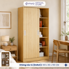 Tủ Áo Quần Cửa Trượt FIVO FC31 Gỗ Chống Ẩm, Màu Walnut Ấm Cúng Cho Phòng Ngủ, Trả Góp 0%, Freeship + Free lắp đặt