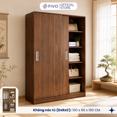 Tủ Áo Quần Cửa Trượt FIVO FC31 Gỗ Chống Ẩm, Màu Walnut Ấm Cúng Cho Phòng Ngủ, Trả Góp 0%, Freeship + Free lắp đặt
