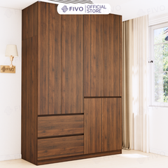 Tủ Đựng Quần Áo Gỗ Cao Cấp FC02 FIVO, Cánh Mở Sâu 60cm Kèm Ngăn Kéo, Freeship+Free lắp đặt, Trả Góp 0%