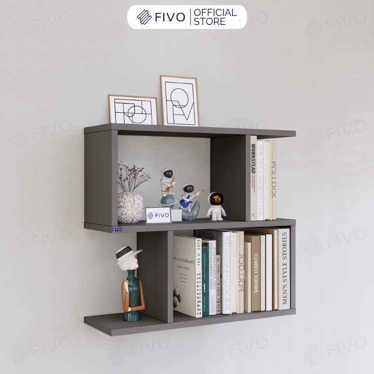 Kệ Sách Gỗ Treo Tường FB44 FIVO, Nhiều Ngăn, Đa Dạng Kích Thước Và Màu Sắc