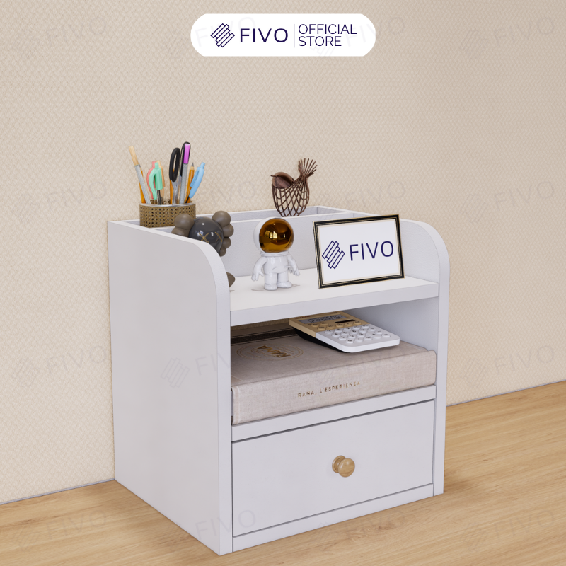 Kệ Sách Gỗ Đẹp Để Bàn FB26 FIVO Cao Cấp Có Hộc, Tiết Kiệm Diện Tích, Bo Góc Thẩm Mĩ