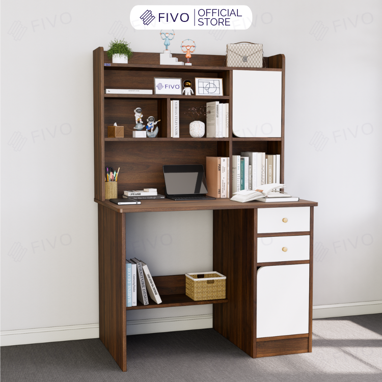 Bộ Bàn Ghế Làm Việc Kết Hợp Kệ Sách FD05 FIVO Cốt Ván 17mm Đầm Chắc, Đa Dạng Màu Sắc