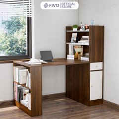 Bộ Bàn Ghế Làm Việc Kết Hợp Kệ Sách FD04 FIVO, Gỗ Chống Ẩm Cao Cấp, Thiết Kế 3 Trong 1