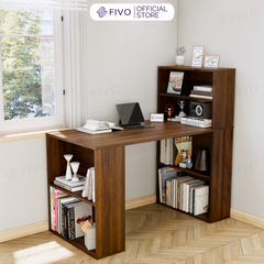 Bộ Bàn Ghế Làm Việc Kết Hợp Kệ Sách FD03 FIVO Tích Hợp Xoay Chiều 2in1, Ngăn Kệ Rộng Rãi, Dễ Dàng Lắp Ráp