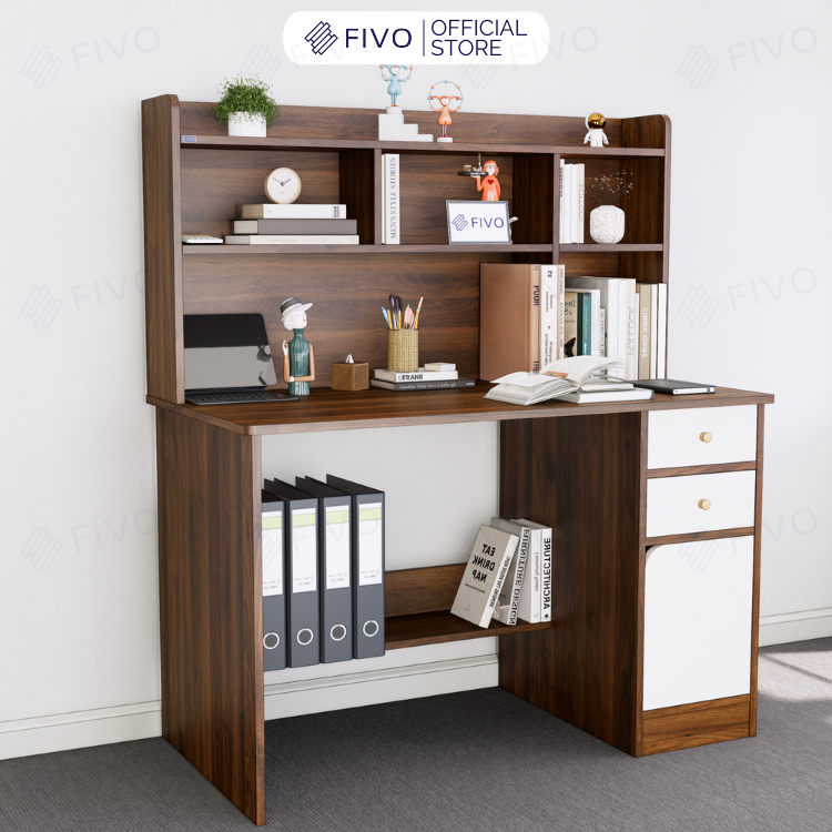 Bộ Bàn Ghế Làm Việc Kết Hợp Kệ Sách FD05 FIVO Cốt Ván 17mm Đầm Chắc, Đa Dạng Màu Sắc