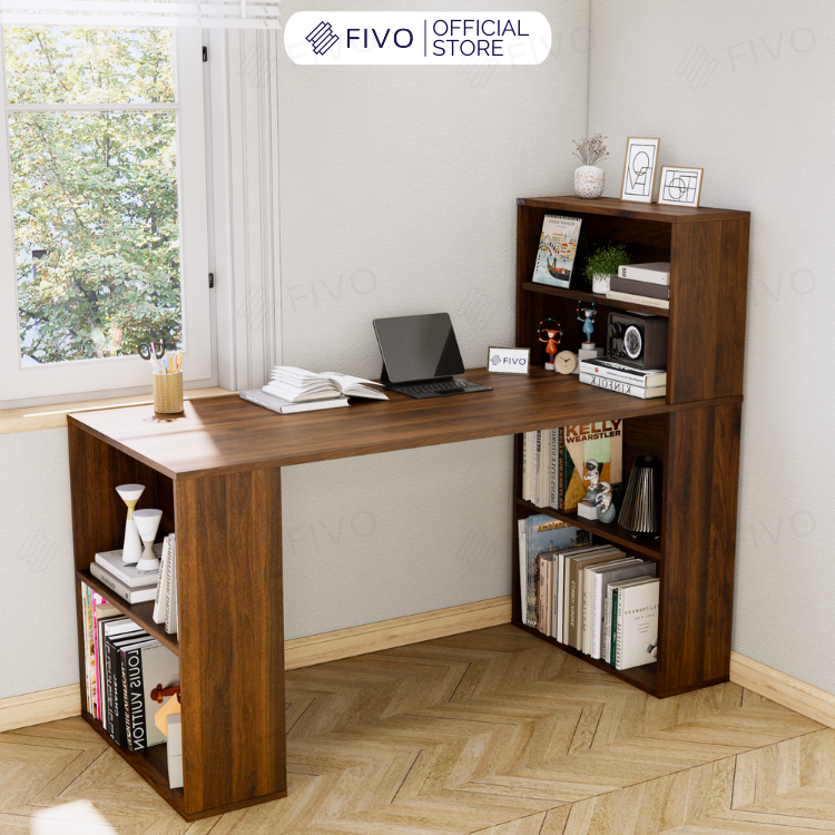 Bộ Bàn Ghế Làm Việc Kết Hợp Kệ Sách FD03 FIVO Tích Hợp Xoay Chiều 2in1, Ngăn Kệ Rộng Rãi, Dễ Dàng Lắp Ráp