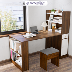 Bộ Bàn Ghế Làm Việc Kết Hợp Kệ Sách FD04 FIVO, Gỗ Chống Ẩm Cao Cấp, Thiết Kế 3 Trong 1