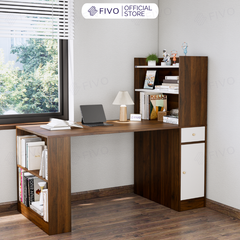 Bộ Bàn Ghế Làm Việc Kết Hợp Kệ Sách FD04 FIVO, Gỗ Chống Ẩm Cao Cấp, Thiết Kế 3 Trong 1