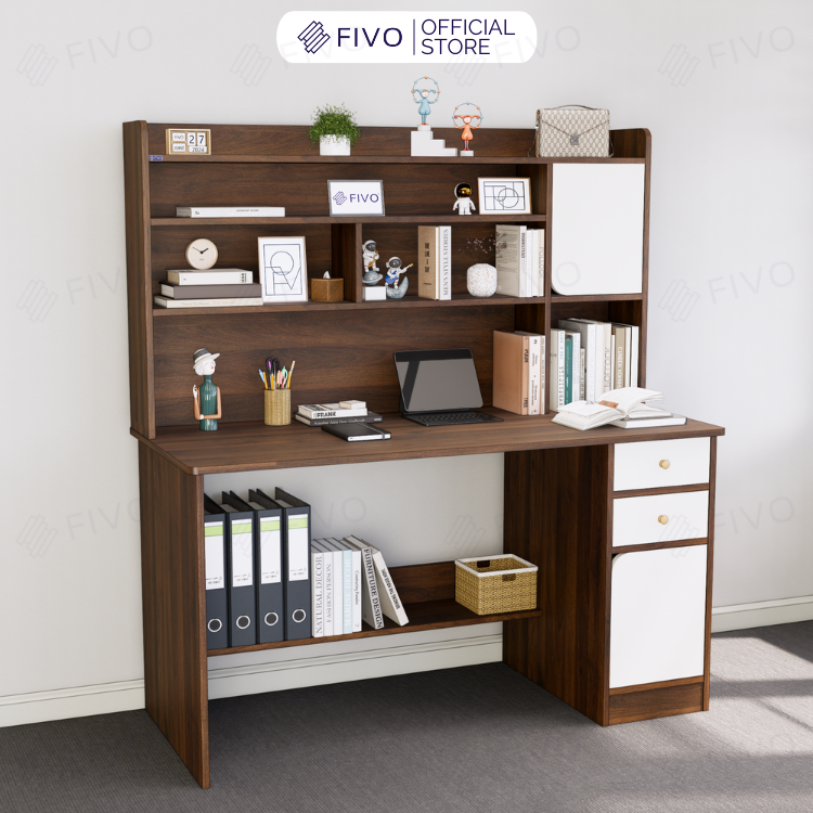 Bộ Bàn Ghế Làm Việc Kết Hợp Kệ Sách FD05 FIVO Cốt Ván 17mm Đầm Chắc, Đa Dạng Màu Sắc