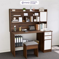 Bộ Bàn Ghế Làm Việc Kết Hợp Kệ Sách FD05 FIVO Cốt Ván 17mm Đầm Chắc, Đa Dạng Màu Sắc