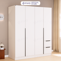 Tủ Đựng Quần Áo Gỗ Cao Cấp FC04 FIVO, Tủ Màu Gỗ Cánh Mở Sâu 60cm Kèm Kệ Trang Trí, Freeship+Free lắp đặt, Trả Góp 0%