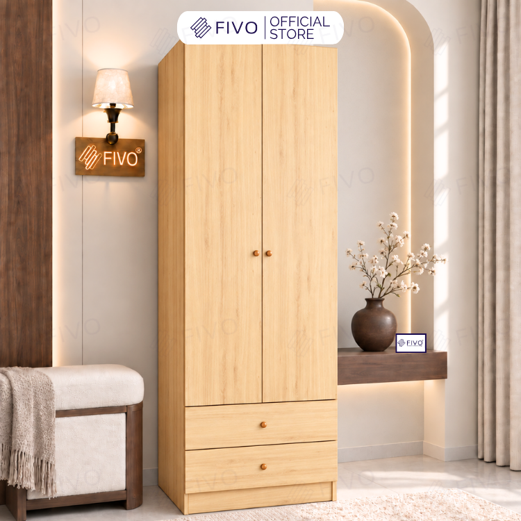 Tủ Đựng Quần Áo Gỗ Cao Cấp FC10 FIVO, Cánh Mở Sâu 60cm Kèm Ngăn Kéo, Freeship + Free Lắp Đặt, Trả Góp 0%