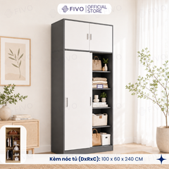 Tủ Áo Quần Cửa Trượt FIVO FC31 Gỗ Chống Ẩm, Màu Walnut Ấm Cúng Cho Phòng Ngủ, Trả Góp 0%, Freeship + Free lắp đặt