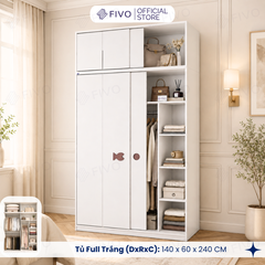 Tủ Quần Áo Gỗ Cửa Lùa FC36 FIVO, Gỗ Dày 17mm Sâu 60cm, Kèm Hệ Trang Trí, Freeship+Free Lắp Đặt, Trả Góp 0%