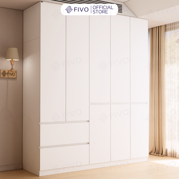Tủ Đựng Quần Áo Gỗ Cao Cấp FC02 FIVO, Cánh Mở Sâu 60cm Kèm Ngăn Kéo, Freeship+Free lắp đặt, Trả Góp 0%