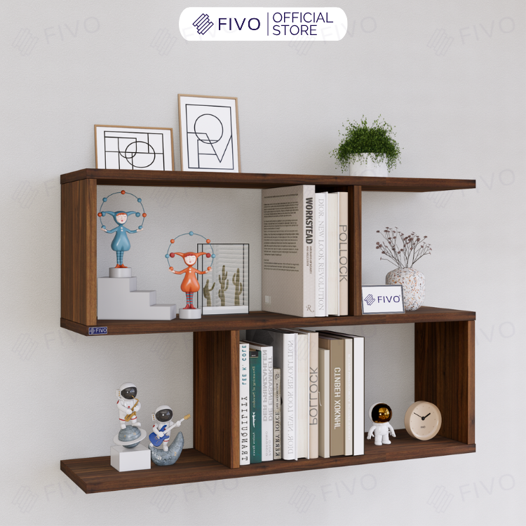 Kệ Sách Gỗ Treo Tường FB44 FIVO, Nhiều Ngăn, Đa Dạng Kích Thước Và Màu Sắc