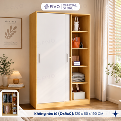 Tủ Áo Quần Cửa Trượt FIVO FC31 Gỗ Chống Ẩm, Màu Walnut Ấm Cúng Cho Phòng Ngủ, Trả Góp 0%, Freeship + Free lắp đặt