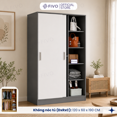 Tủ Áo Quần Cửa Trượt FIVO FC31 Gỗ Chống Ẩm, Màu Walnut Ấm Cúng Cho Phòng Ngủ, Trả Góp 0%, Freeship + Free lắp đặt