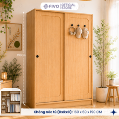 Tủ Quần Áo Gỗ Cửa Lùa Cao Cấp FC37 FIVO, Gỗ Dày 17mm Độ Sâu 60cm, Kèm Hệ Trang Trí, Freeship+Free Lắp Đặt, Trả Góp 0%