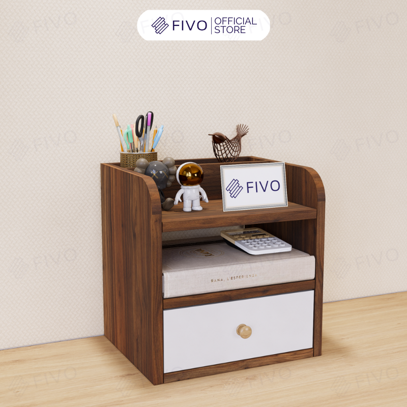 Kệ Sách Gỗ Đẹp Để Bàn FB26 FIVO Cao Cấp Có Hộc, Tiết Kiệm Diện Tích, Bo Góc Thẩm Mĩ