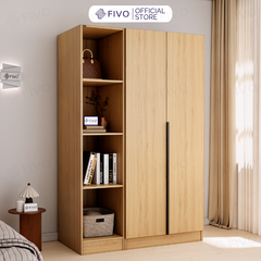 Tủ Đựng Quần Áo Gỗ Cao Cấp FC04 FIVO, Tủ Màu Gỗ Cánh Mở Sâu 60cm Kèm Kệ Trang Trí, Freeship+Free lắp đặt, Trả Góp 0%