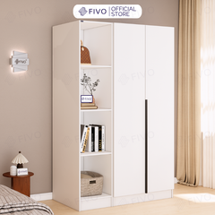 Tủ Đựng Quần Áo Gỗ Cao Cấp FC04 FIVO, Tủ Màu Gỗ Cánh Mở Sâu 60cm Kèm Kệ Trang Trí, Freeship+Free lắp đặt, Trả Góp 0%