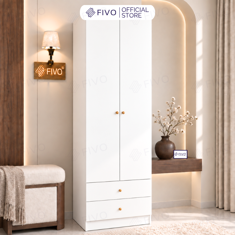 Tủ Đựng Quần Áo Gỗ Cao Cấp FC10 FIVO, Cánh Mở Sâu 60cm Kèm Ngăn Kéo, Freeship + Free Lắp Đặt, Trả Góp 0%
