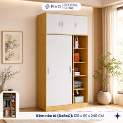 Tủ Áo Quần Cửa Trượt FIVO FC31 Gỗ Chống Ẩm, Màu Walnut Ấm Cúng Cho Phòng Ngủ, Trả Góp 0%, Freeship + Free lắp đặt