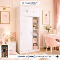 Tủ Áo Quần Cửa Trượt FIVO FC31 Gỗ Chống Ẩm, Màu Walnut Ấm Cúng Cho Phòng Ngủ, Trả Góp 0%, Freeship + Free lắp đặt