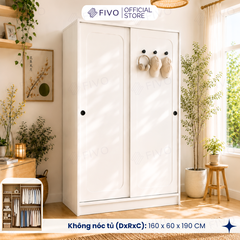 Tủ Quần Áo Gỗ Cửa Lùa Cao Cấp FC37 FIVO, Gỗ Dày 17mm Độ Sâu 60cm, Kèm Hệ Trang Trí, Freeship+Free Lắp Đặt, Trả Góp 0%