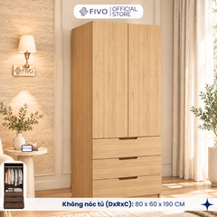 Tủ Đựng Quần Áo Gỗ Cao Cấp FC09 FIVO, Thiết Kế Cánh Mở Sâu 60cm, Kèm Ngăn Kéo, Freeship+Free Lắp Đặt, Trả Góp 0%