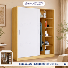 Tủ Áo Quần Cửa Trượt FIVO FC31 Gỗ Chống Ẩm, Màu Walnut Ấm Cúng Cho Phòng Ngủ, Trả Góp 0%, Freeship + Free lắp đặt