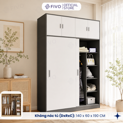 Tủ Áo Quần Cửa Trượt FIVO FC31 Gỗ Chống Ẩm, Màu Walnut Ấm Cúng Cho Phòng Ngủ, Trả Góp 0%, Freeship + Free lắp đặt