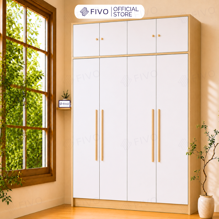 Tủ Đựng Quần Áo Gỗ Cao Cấp Đa Năng FC01 FIVO, Dày 17MM Với Độ Sâu 60cm, Freeship + Free lắp đặt, Trả Góp 0%