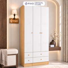 Tủ Đựng Quần Áo Gỗ Cao Cấp FC10 FIVO, Cánh Mở Sâu 60cm Kèm Ngăn Kéo, Freeship + Free Lắp Đặt, Trả Góp 0%