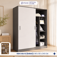 Tủ Áo Quần Cửa Trượt FIVO FC31 Gỗ Chống Ẩm, Màu Walnut Ấm Cúng Cho Phòng Ngủ, Trả Góp 0%, Freeship + Free lắp đặt