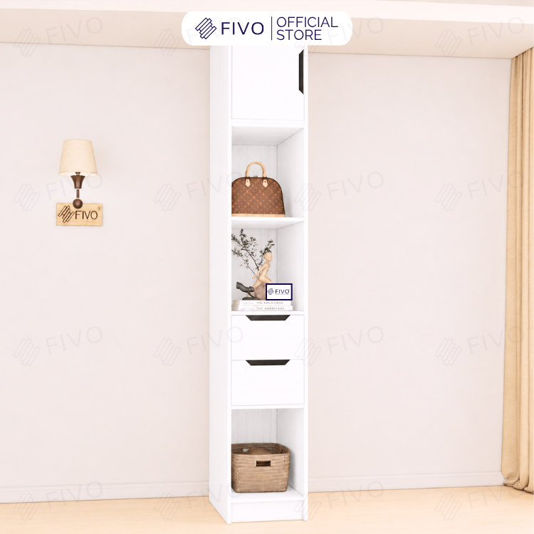 Tủ Gỗ Quần Áo Cửa Lùa Cao Cấp FC33 FIVO, Gỗ Dày 17mm, Kèm Hệ Kệ Trang Trí Sâu 60cm, Freeship+Free lắp đặt, Trả Góp 0%