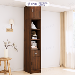 Tủ Quần Áo Gỗ Cửa Lùa Cao Cấp FC34 FIVO, Gỗ Dày 17mm Độ Sâu 60cm, Kèm Hệ Kệ Trang Trí, Freeship+Free lắp đặt, Trả Góp 0%