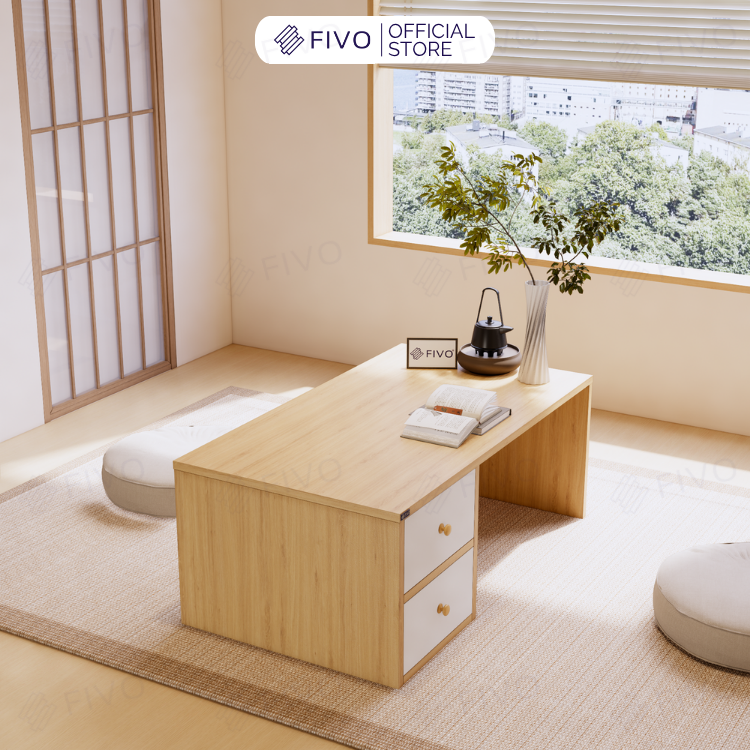 Bàn Trang Điểm Gỗ Ngồi Bệt Có Ngăn Kéo FV01 FIVO, Linh Hoạt Làm Bàn Học Bàn Trà, Không Lộ Vít Bề Mặt, Đa Dạng Bảy Màu