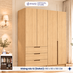 Tủ Đựng Quần Áo Gỗ Cao Cấp FC09 FIVO, Thiết Kế Cánh Mở Sâu 60cm, Kèm Ngăn Kéo, Freeship+Free Lắp Đặt, Trả Góp 0%