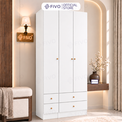 Tủ Đựng Quần Áo Gỗ Cao Cấp FC10 FIVO, Cánh Mở Sâu 60cm Kèm Ngăn Kéo, Freeship + Free Lắp Đặt, Trả Góp 0%