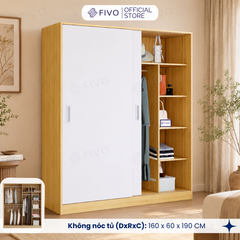 Tủ Áo Quần Cửa Trượt FIVO FC31 Gỗ Chống Ẩm, Màu Walnut Ấm Cúng Cho Phòng Ngủ, Trả Góp 0%, Freeship + Free lắp đặt